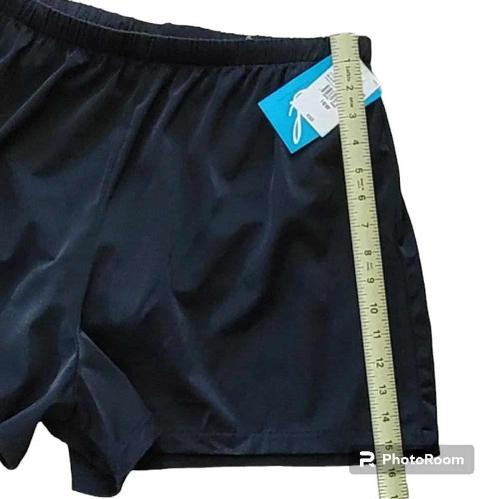 NWT Azul by Maxine of Hollywood Solid Black Swim Short NEW Plus Size 16W